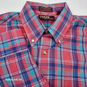 Chaps Ralph Lauren Mens Plaid Button Down Shirt Long Sleeve Size M Cotton